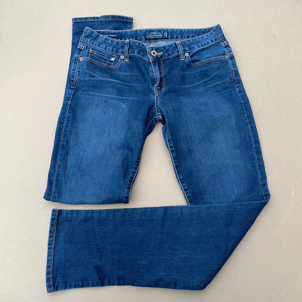 Lucky Brand Lola Straight Jeans Women 6/28 Blue Casual Mid Rise‎ Stretch Denim